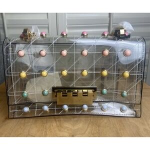 ZAC Zac Posen Women's Earthette Clear Gold Chain Shoulder Bag NWT‎